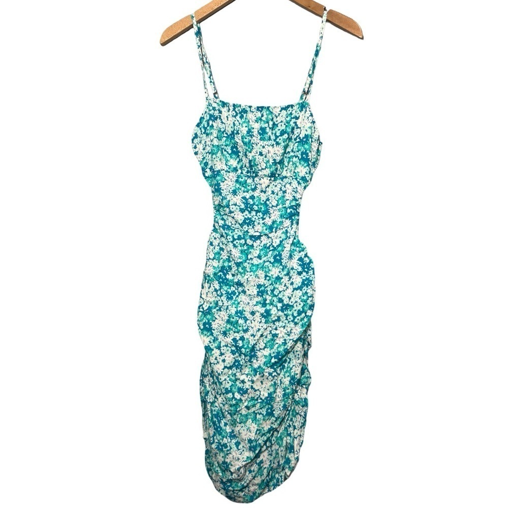 NWOT Sky to Moon Rouched Floral Open Back Mini Dress